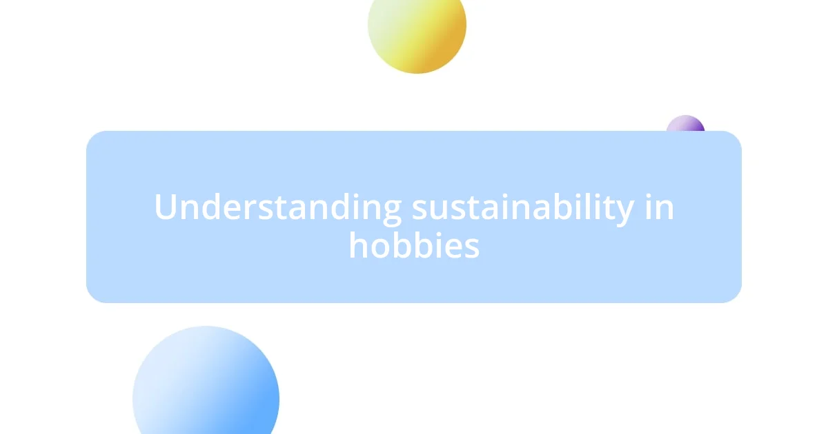 Understanding sustainability in hobbies